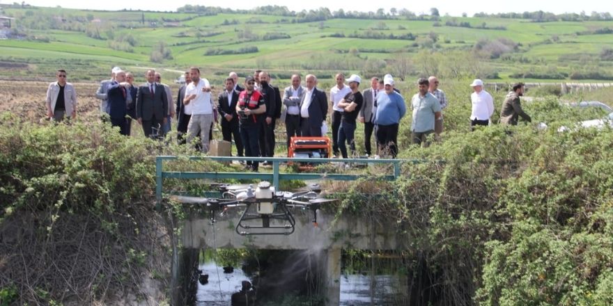 Bafra’da Drone İle Sivrisinek İlaçlama 