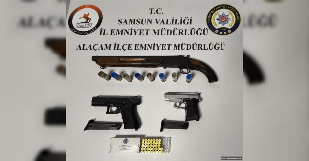 Alaçam’da ruhsatsız silah ve mühimmat ele geçirildi