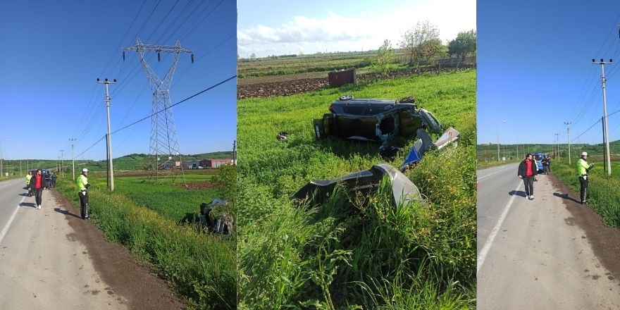 Bafra’da Takla Atan Araçtan Ailenin Burnu bile kanamadı