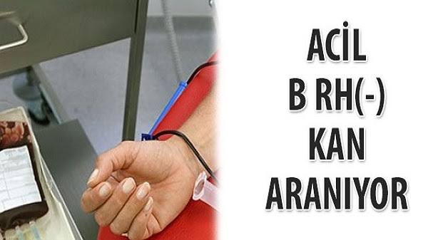 Bafra Devlet Hastanesi’nde yatmakta olan Hasta için Acil B Rh (-) Negatif Kana ihtiyaç vardır 