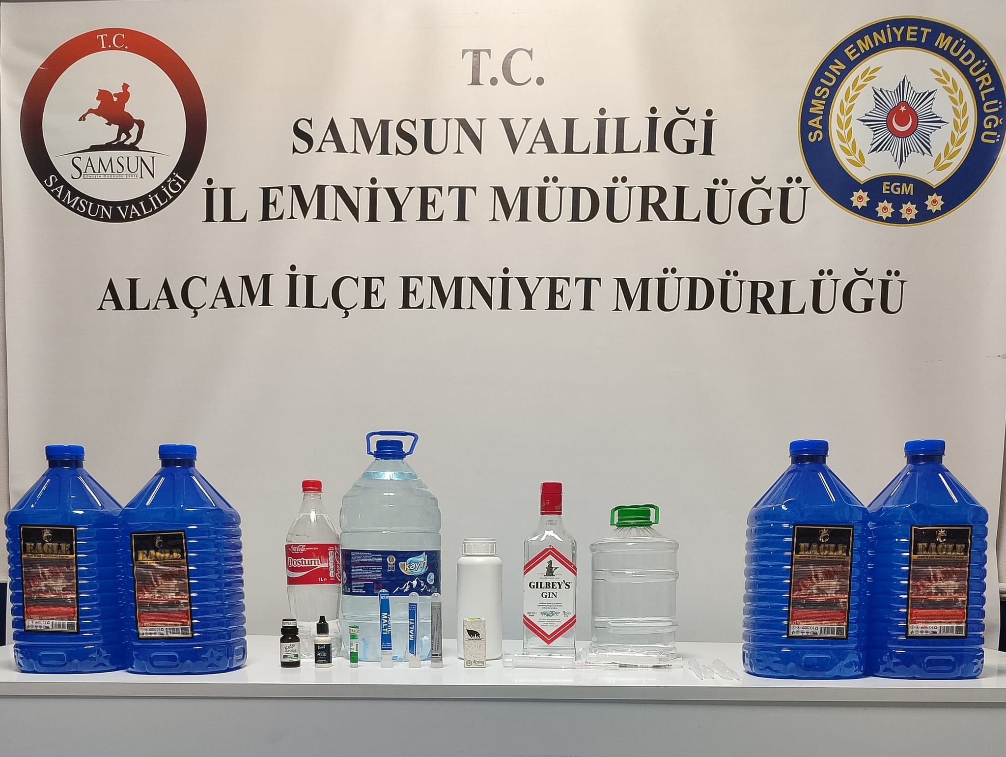 Alaçam’da Operasyonda İş yerinde el yapımı kaçak içki ve malzemeler ele geçirildi 