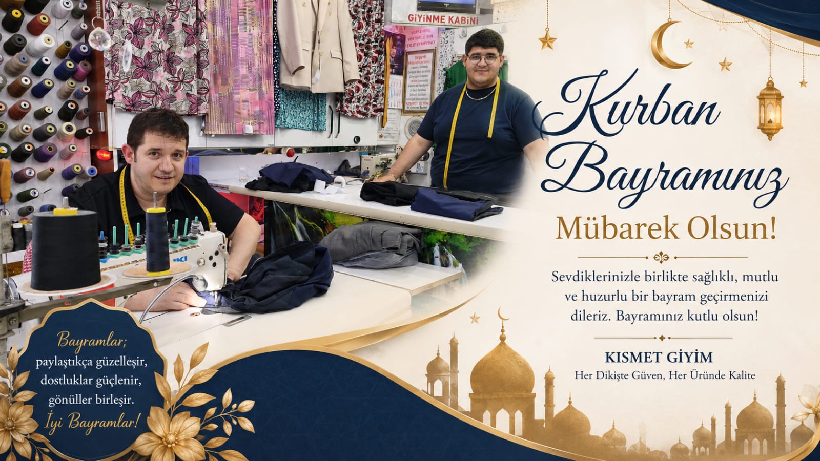Kısmet Giyim Kazım Sancar Bay – Bayan Terzisi Kurban Bayramı mesajı