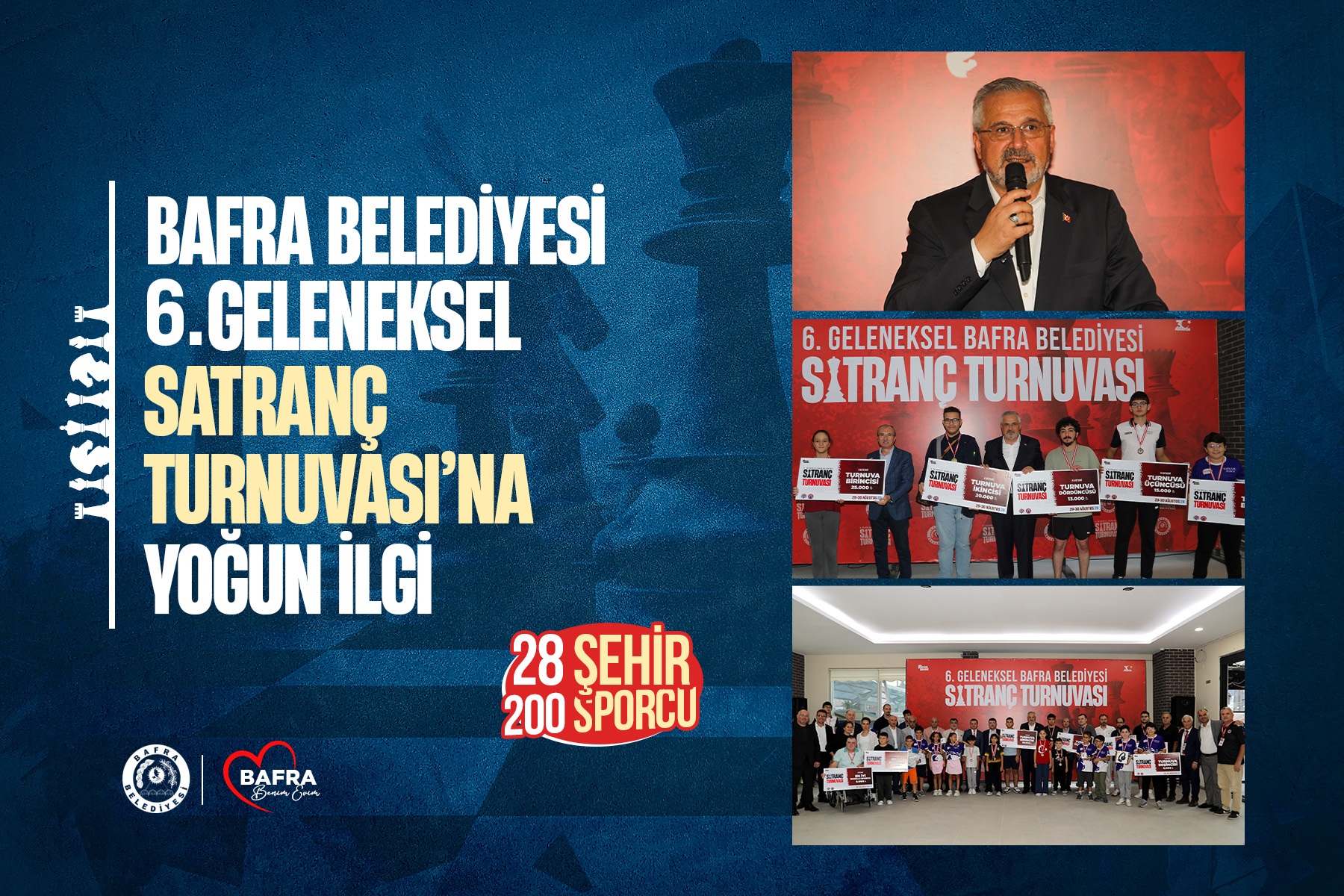 BAFRA BELEDİYESİ 6. GELENEKSEL SATRANÇ TURNUVASI’NA YOĞUN İLGİ